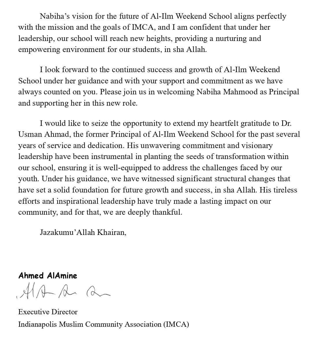 Nabiha Mahmood, Principal of Alilm Weekend School